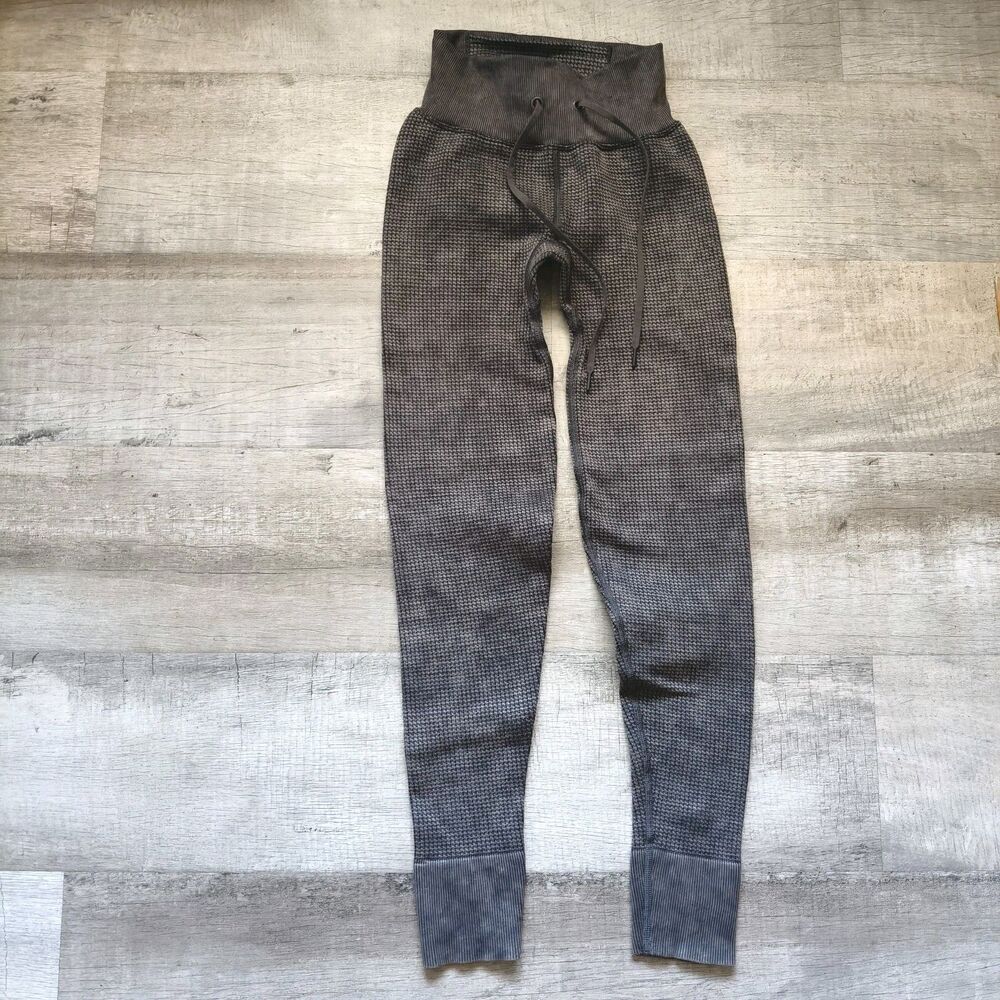 ​PINK Active Victoria's Secret Waffle Knit Leggings Charcoal Gray XS High Waist